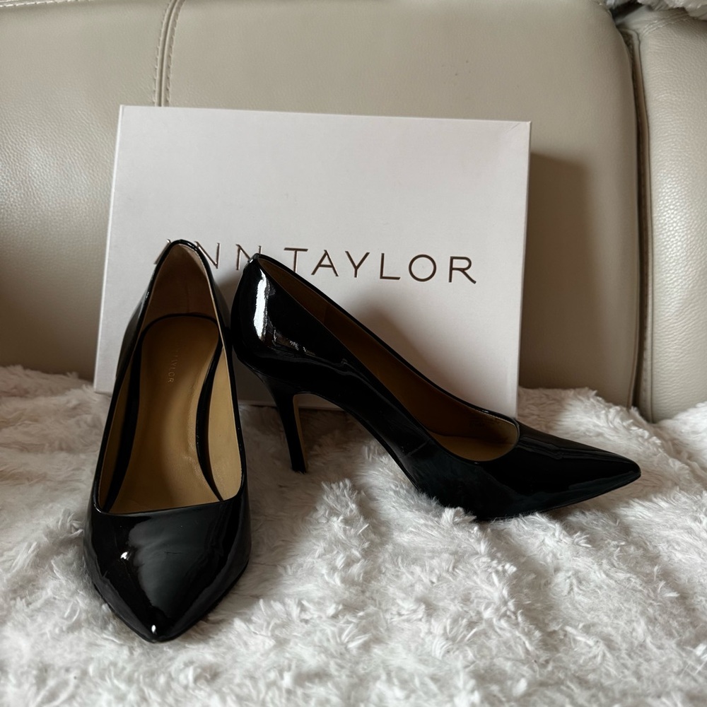 Ann Taylor Glossy Black Heels - Cynthia Patent Pump
